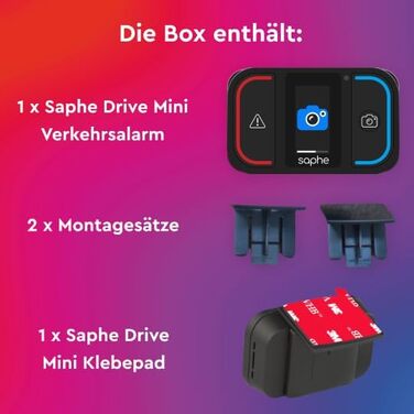 Радар-детектор Saphe Drive Mini для авто з кольоровим дисплеєм, попередження про радари та небезпеки, без абонплати, дані Blitzer.de