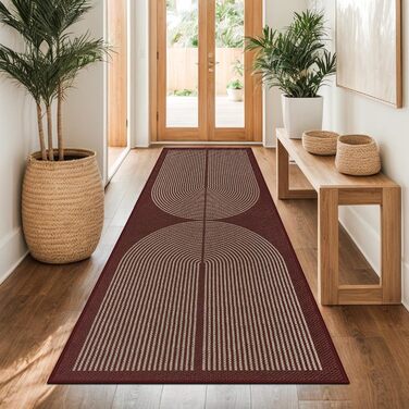 Килимок для підлоги/коридору 80x200 см з джуту, антиковзаючий, для кухні, спальні, балкону (червоний)