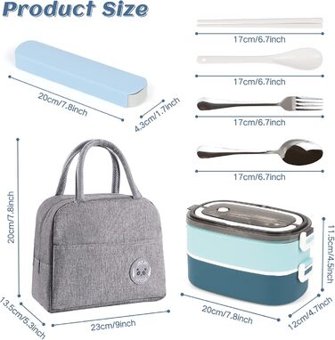 Ланчбокс дорослий, контейнер для їжі з сумкою, ланчбокс дитячий з 3 відсіками, виносний, водонепроникний, підходить для мікрохвильової печі, бенто-бокс для роботи, школи, пікніка, подорожей, блакитний