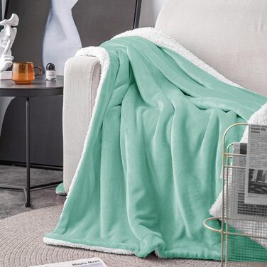 Плед Mixibaby для дому, теплий та м'який, 150 x 200 см, м'ятний колір