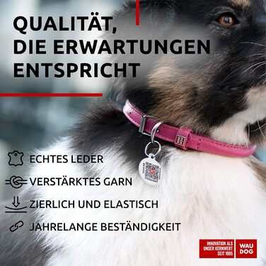 Нашийник для собак WAUDOG з натуральної шкіри, 20-25 см, 8 мм, рожевий