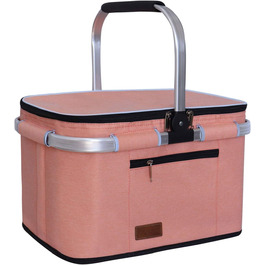 Кühltasche Einkaufskorb: Велика ізольована сумка-холодильник для покупок, офісу, кемпінгу, пікніка, подорожей. Водонепроникна, з боковою підтримкою, витримує вертикальне положення. Рожевий колір.
