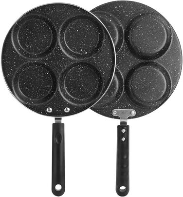 Non-stick frying pan, fried egg burger pan with handle, 4-egg pancake frying pan non-stick fried egg pan with 4 holes crepe pan burger eye pan suitable for gas stove/electric ceramic hob