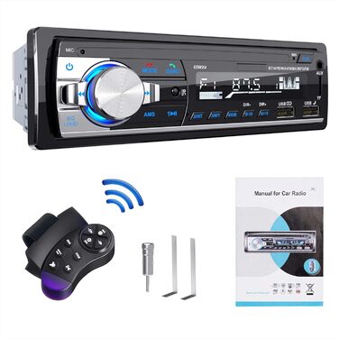 Автомобільна магнітола Lifelf 1 DIN RDS Bluetooth, 4x65Вт, MP3/USB/FM, підтримка iOS/Android, без CD, чорна/срібляста