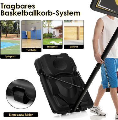 COSTWAY Adjustable Height Basketball Hoop System - Outdoor Mobile Basketball Stand with Wheels & Weight Bag - 130-305cm