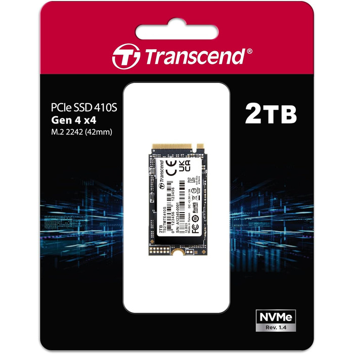 SSD накопичувач Transcend 2TB M.2 NVMe PCIe Gen4x4 MTE410S (5000 MB/s читання, 4300 MB/s запис)