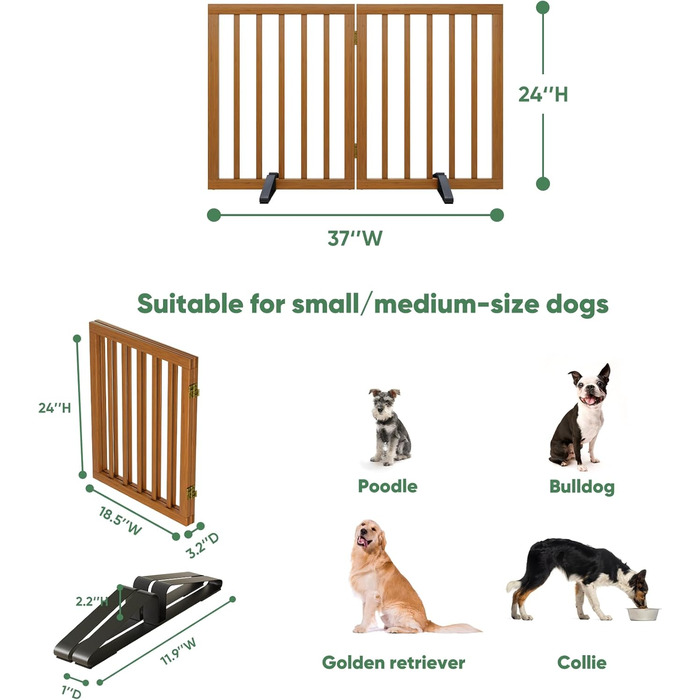 Перегородка для собак з бамбука, розкладна, для дверей, 3 панелі (білий). Металеві ніжки, для дому, роздільник простору. Ширина 55' та 37'