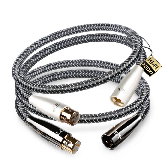 Акустичний кабель для колонок SKW з банановими роз'ємами, мідно-срібляний пліт, 3м, для Hi-Fi систем, підсилювачів та домашнього кінотеатру