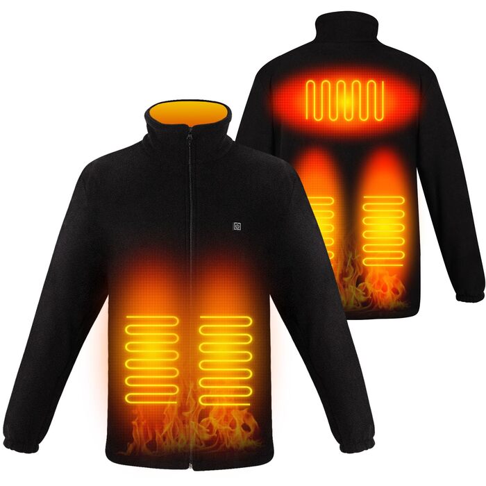 Обогревна куртка TOUVE з 5 зонами підігріву, регулюванням температури, Polar Fleece, для жінок та чоловіків, чорний (2025)