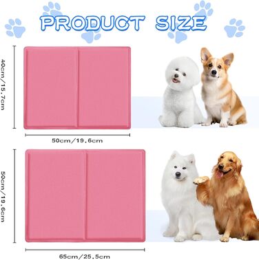 Килимок охолоджуючий для собак та котів, самоохолоджуючий, 50x40 см, з нетоксичним гелем (рожевий)