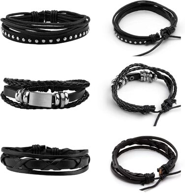 Чоловічий плетений браслет з екошкіри Milakoo, набір браслетів та манжет для жінок та чоловіків