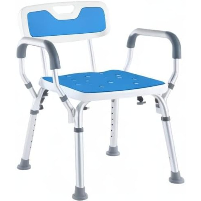 Safe Age® Shower Stool with Removable Backrest and Armrests - Non-Slip - Height Adjustable - Shower Stool for Seniors