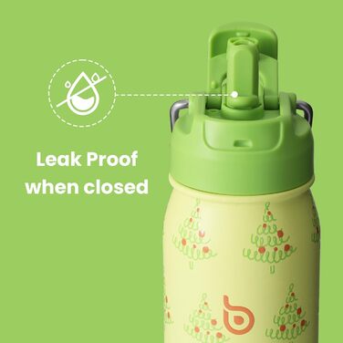 BOTTLE BOTTLE Stainless Steel Water Bottle 24oz (709ml) with Straw Handle and Pill Compartment for Outdoor, School, Insulated Sports Bottle (Tree)
