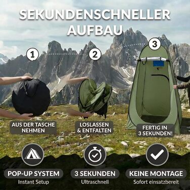 Зручне намет-туалет CLIPOP: портативна душова кабіна, ширма, захист від сонця, водонепроникність, 120x120x190 см, зелений