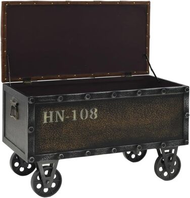Скриня-лавка з масиву дерева та екошкіри vidaXL 80,5x41x50 см, зберігання та сидіння