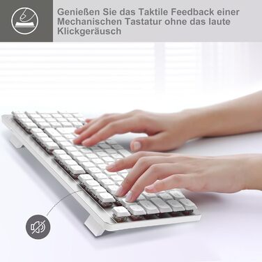 Механічна клавіатура та миша Leadsail FA98 бездротове комплект QWERTZ, 98 клавіш, низькопрофільний червоний перемикач, 1600 DPI, для Windows/MacOS/PC/Laptop (срільно-білий)