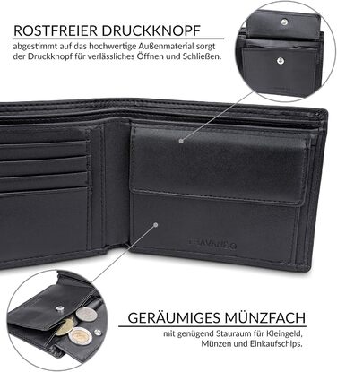 TRAVANDO Wallet for Men - Large, TÜV RFID Certified, Bi-Fold Wallet with 13 Card Slots, Coin Pocket, Oslo Wallet