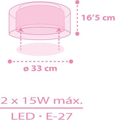 Dalber Ceiling Light for Children, Unicorns, Animals, Unicorns, Children's Room Ceiling Lamp, Pink