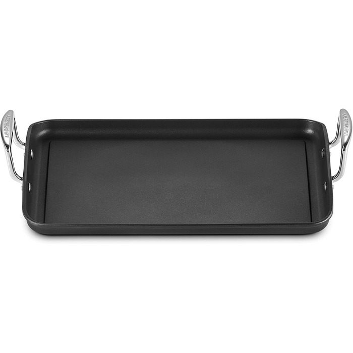 Гриль-плита Le Creuset 35x25 см з антипригарним покриттям, алюмінієва, для всіх типів плит, індукція, антрацит/срібло