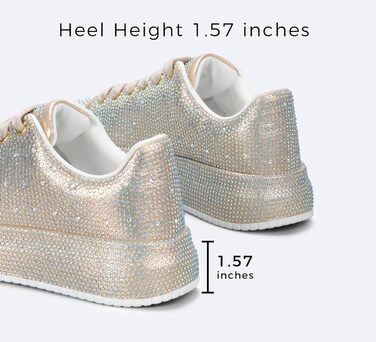 Жіночі кросівки LUCKY STEP зі стразами, платформа, блискучі, модель для вечірки, весілля, прогулянок (39 EU, золотий колір)