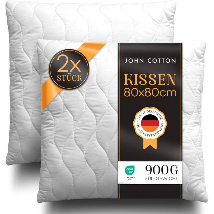 Подушка John Cotton 40x80 см – готельна розкіш, ортопедична, регульована, з наповнювачем 450 г, для сну при болях у шиї, гіпоалергенна, Oeko-TEX