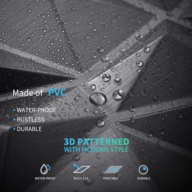 3D Панелі для стін Art3d (33 шт.) - діамантова фактура, сріблясті, 30x30 см. Високоміцний PVC, водостійкий, термостійкий