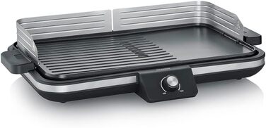 Настільний електрогриль SEVERIN Plancha 2300 Вт, антипригарна комбінована поверхня (гладка і рифлена), на 8 осіб, чорний RG 8564