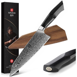 XINZUO ніж кухарський Дамаск 21.5см, Kiritsuke Gyuto, професійний, сталь G10, магнітний чохол, серія Feng