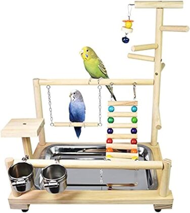 Parrot Playstand, Bird Playground, Parrot Bird Play Area, Parrot Bird Stand Bird Playground for Bird Cages, for Budgies and Cockatiels (37 * 26 * 44CM)