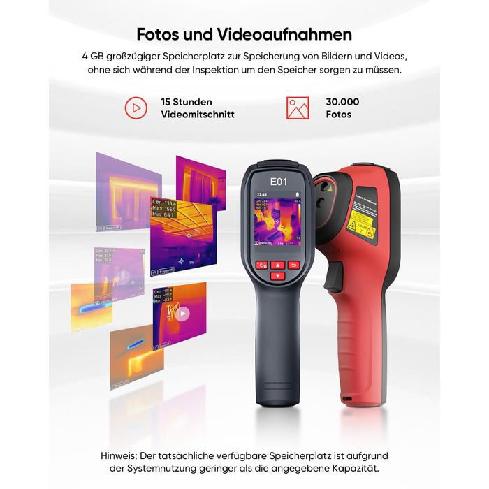 HIKMICRO E01 Тепловізійна камера SuperIR: портативна інфрачервона камера з лазерним покажчиком, роздільна здатність 240x240, діапазон температур -20°C - 400°C, частота оновлення 20Hz