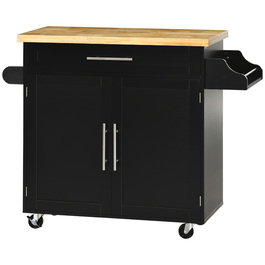 HOMCOM Kitchen Cart Serving Cart with Countertop and Spice Rack, Towel Rack for Living Room and Dining Room, 109x40x89cm