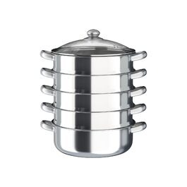 Пароварка MBUYI з нержавіючої сталі 304, 5 рівнів, 32 см — багатоярусна каструля-пароварка з кришкою та піддоном