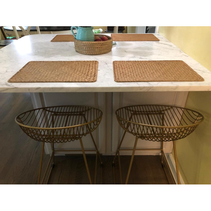 Set of 6, Rectangular Placemats made of Natural Seagrass, 43 x 30 cm, Woven Rattan Placemats for the Dining Table