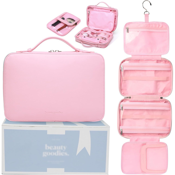 Жіночий дорожній косметичний набір, великий, рожевий
