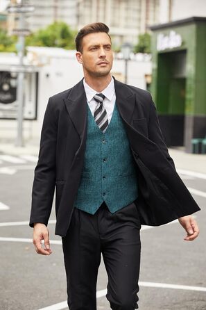 COOFANDY Чоловічий костюм-двійка, легкий, приталений, чорний (S, блакитний - перолинний блакитний)