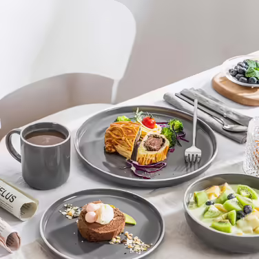 Tableware Stoneware, vancasso SESAM Dinnerware Set, 32-Piece Combination Set, with Cake Plates, Dinner Plates, Coffee Cups and Bowls, Scandinavian Design for 4-12 People 32-Piece Combination Set Dg