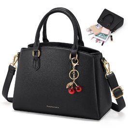 Сумка жіноча RAINSMORE середнього розміру з PU шкіри, чорна. З ручкою та знімним ременем, для планшета 11 дюймів, для роботи та шопінгу