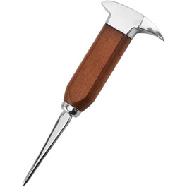 Stainless steel ice pick, 1 x 17 cm, with wooden handle, portable Japanese-style ice hammer, ice pick tool for bars, kitchens, picnics, camping (U126-1)
