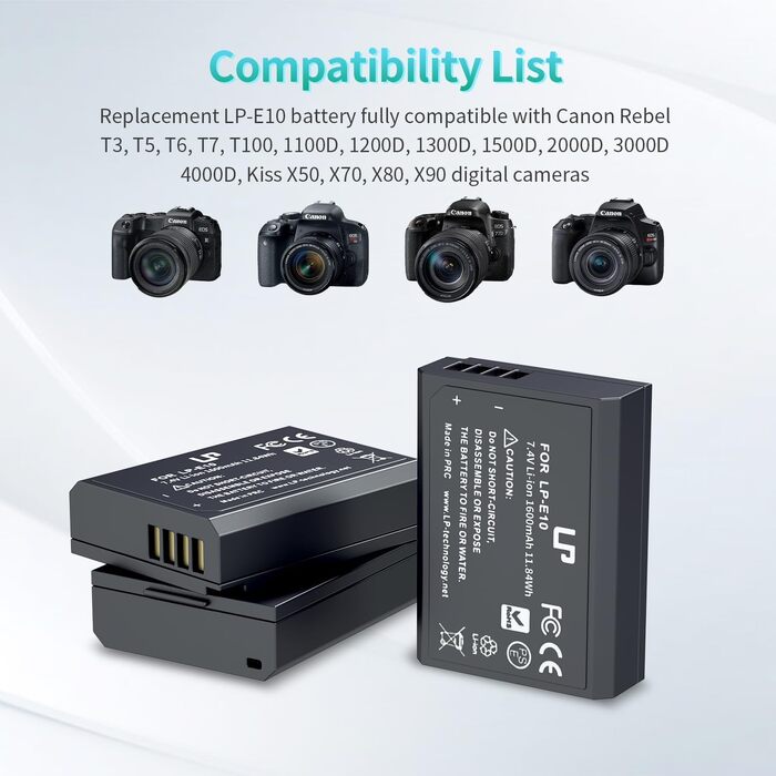 Комплект акумуляторів LP-E10 (1600mAh) 3 шт. та USB-зарядний пристрій на 3 слоти для камер Canon
