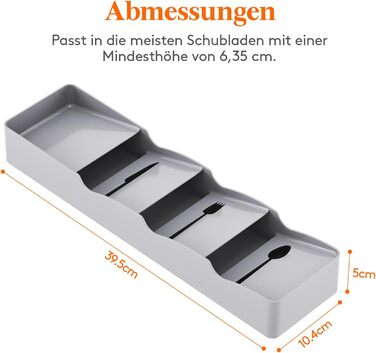 Органайзер для столових приборів Lifewit в шухляду, 4 відділення, 40 см, сірий (2 шт.)