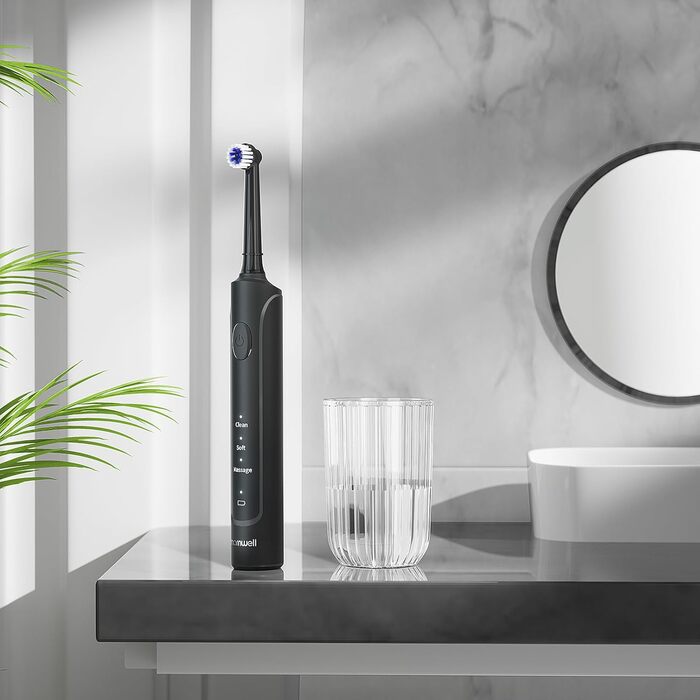 Електрична зубна щітка Mornwell ротаційна з 3 режимами, USB зарядка, 4 насадки, для дорослих та дітей (Чорна)