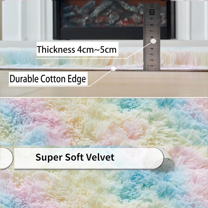 Пухнастий килим Hochflor, для вітальні, м'який килим з антиковзаючою основою, придатний для прання, розмір 120x160 см