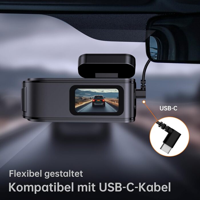Автомобільний відеореєстратор Dashcam Dual 2.5K + 1080P з WiFi, 32GB SD-картою, ширококутним об'єктивом 170°, нічним баченням та датчиком удару G-сенсором, чорний