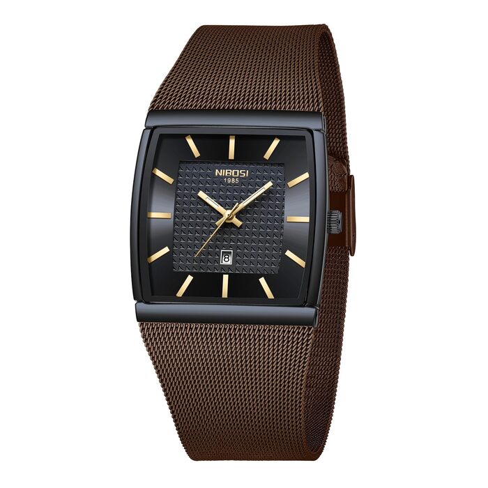 Годинник чоловічий NIBOSI - годинник для чоловіків, кварцовий, аналоговий, водонепроникний, з датою, коричневий, з міцним браслетом з нержавіючої сталі