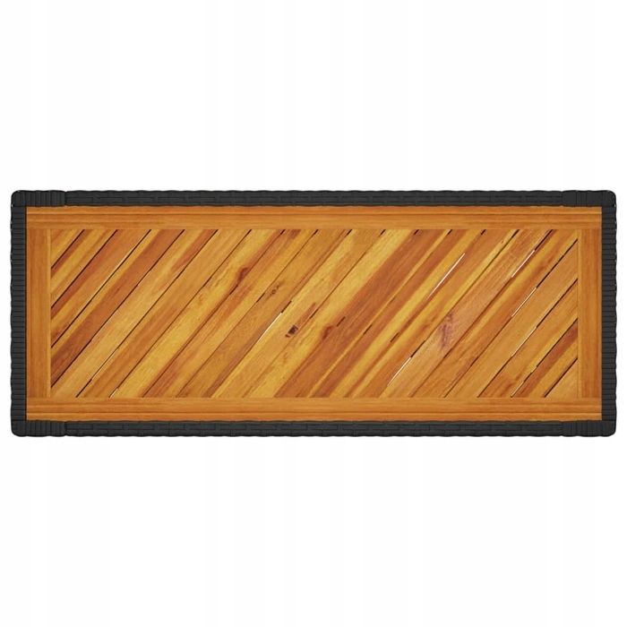 Садовий стіл з дерев'яною стільницею, чорний, 100x40x75 см