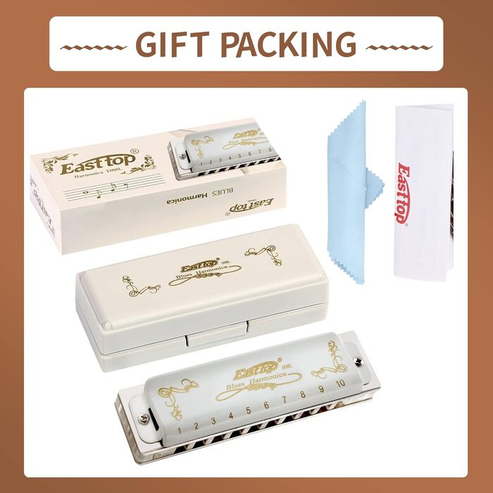 Губна гармошка East Top Diatonische Blues Harmonica C Key T008L - 10 отворів для професійних музикантів, початківців та дітей