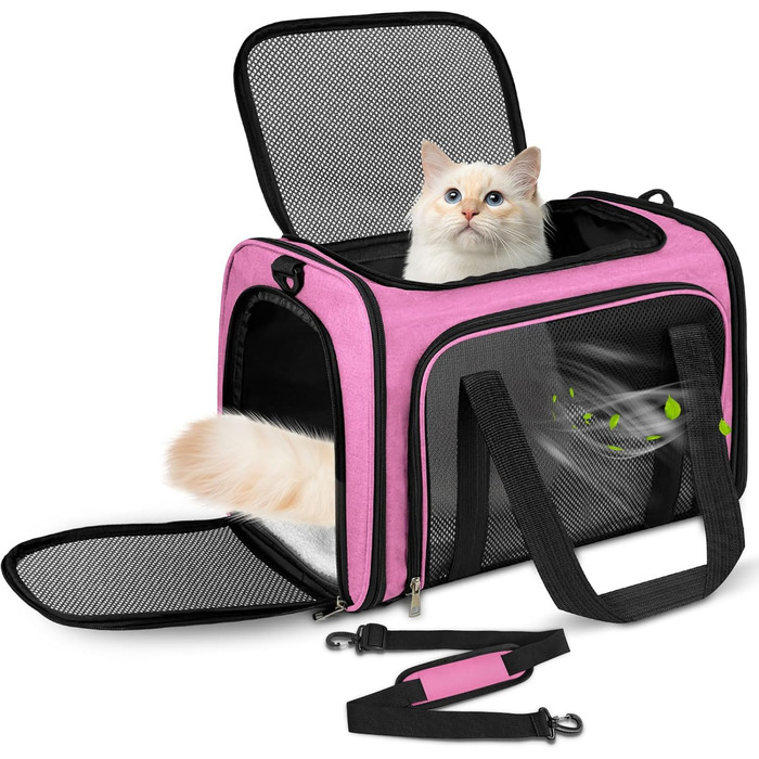 Транспортна сумка для кота/собаки до 5 кг, рожева, 43x28x28 см
