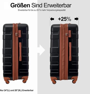 Набір валіз Merax 5-ти частинний: велика, середня, маленька, сумка та аксесуар, ABS, TSA-замок, розширюється, чорний