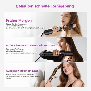 Стайлер для волосся 5 в 1 UKLISS Airstyler: іонний фен-щітка з автозавиванням (32 мм), набір для сушіння, випрямлення та об'єму, чорний