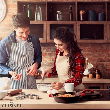 Набір сковорідок Cuisinel з чавуну (15.2, 20.3, 25.4, 30.5 см) + скляна кришка + силіконові ручки